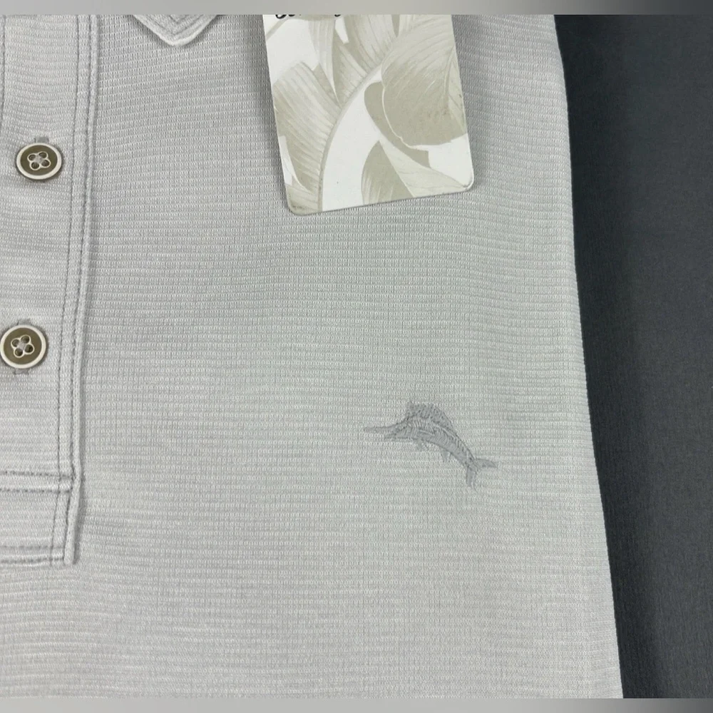 Tommy Bahama Golf Shirt Polo Paradise Cove Striped 3XLT Gray Polyester - Picture 3 of 8